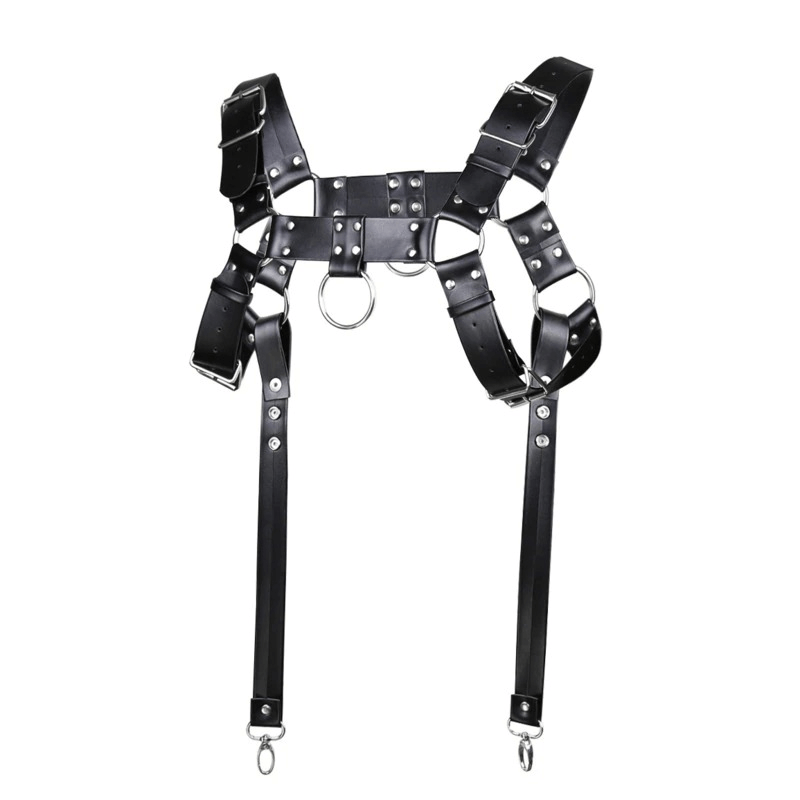 PU Leather Metal Rivets Body Bondage Harness / Goth Punk Adjustable Body Suspenders - HARD'N'HEAVY