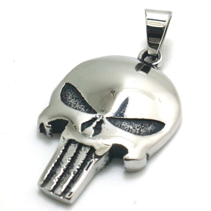 Unisex stainless steel skull pendant, rock style jewelry perfect for edgy fashion enthusiasts.