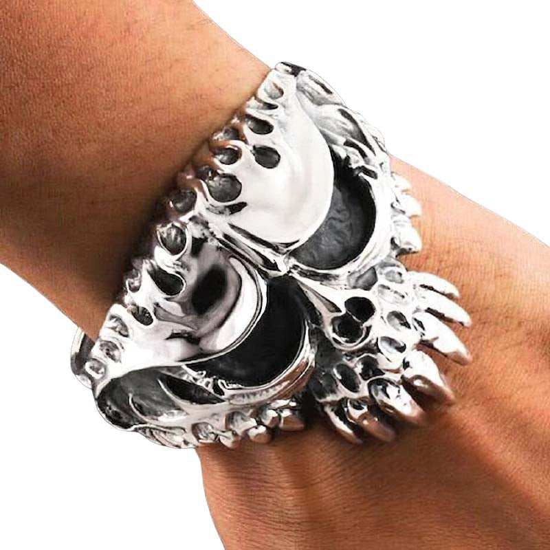 Punk Big Skull Ghost Teeth Bracelet / Fashion Bracelet for Men / Gothic Bracelet - HARD'N'HEAVY