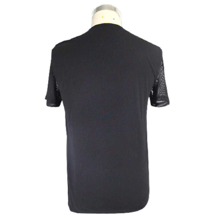 Punk Black Short Sleeves T-Shirt / Men's Asymmetric T-Shirt with Mesh / Transparent Casual Tops - HARD'N'HEAVY
