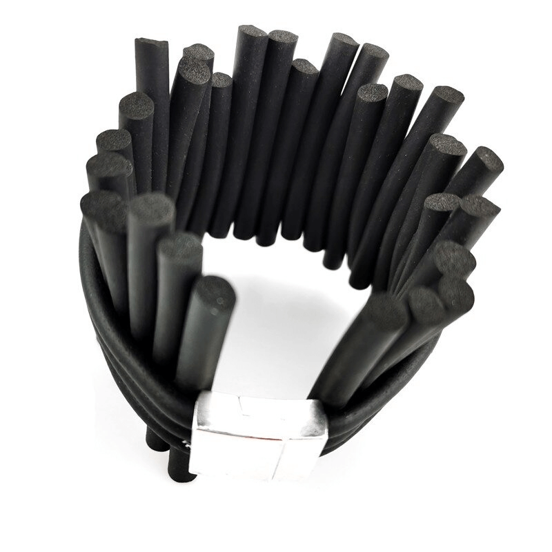Handmade punk black wide bracelet made of quality rubber, featuring a modern design for stylish outfits.