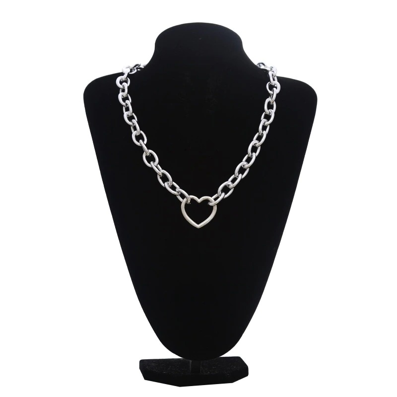 Punk Chain Choker Necklace with Circle / Women's Vintage Aluminium Necklace - HARD'N'HEAVY
