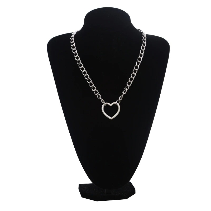 Trendy unisex chain necklace with a heart-shaped lock pendant, perfect for stylish accessories.