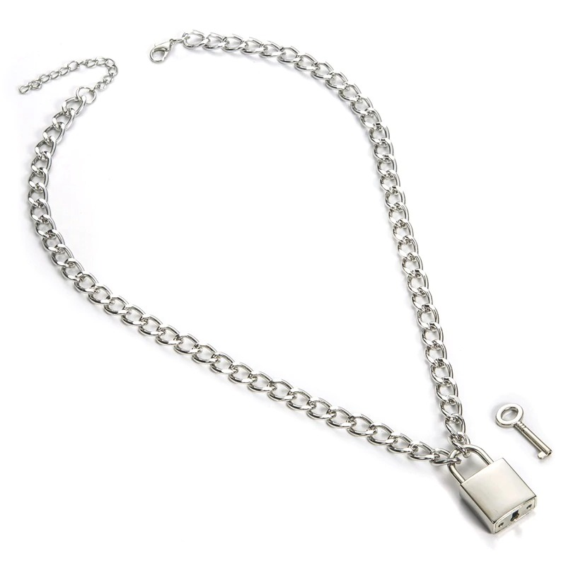 Punk chain with lock necklace for women and men / Aesthetic necklace with padlock pendant - HARD'N'HEAVY