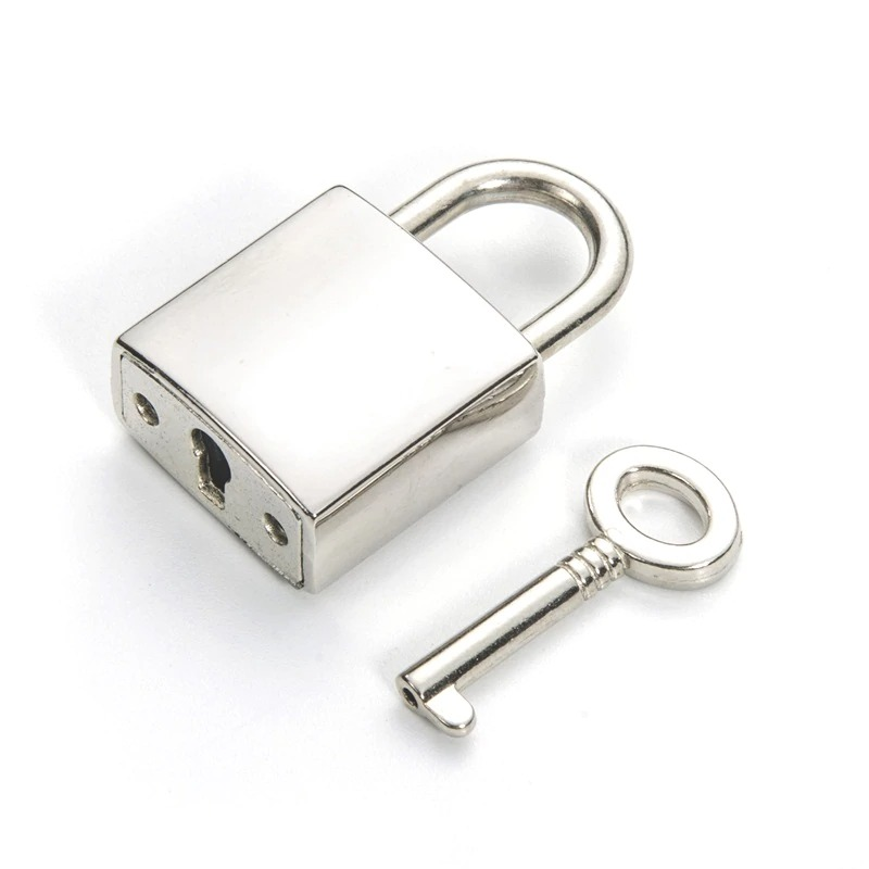 Silver padlock and key for jewelry making or accessory designs, perfect for trendy aesthetic looks.