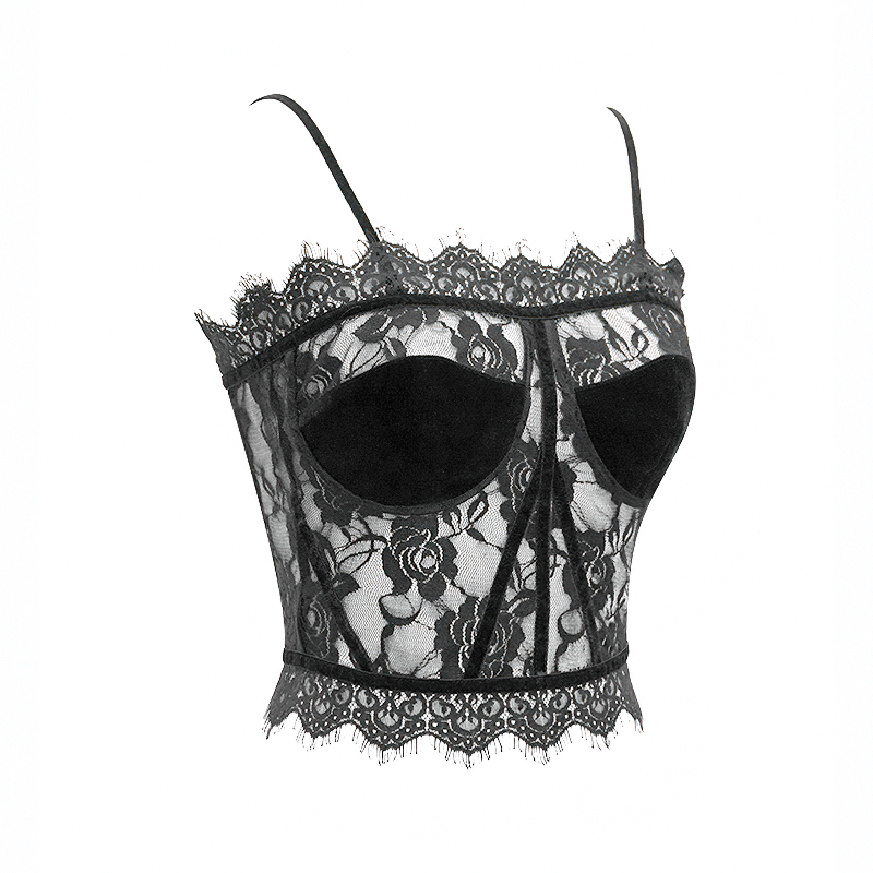 Punk-Gothic Transparent Corset / Black See Through Sexy Women Outfit