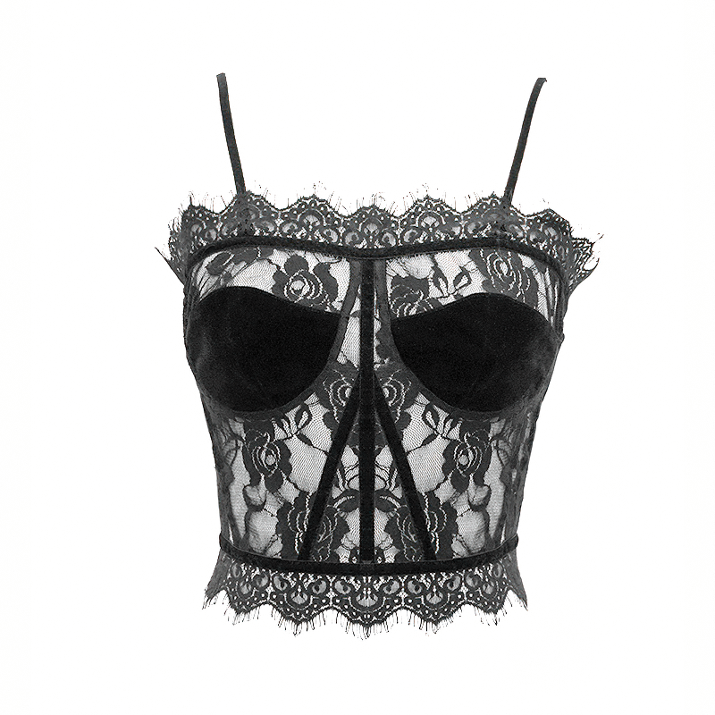 Punk-Gothic Transparent Corset / Black See Through Sexy Women Outfit - HARD'N'HEAVY