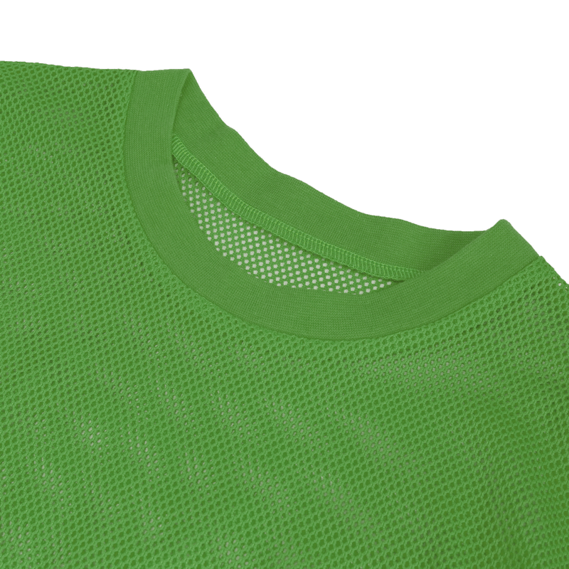 Bright green short-sleeved mesh t-shirt collar, perfect for alternative style fashion.