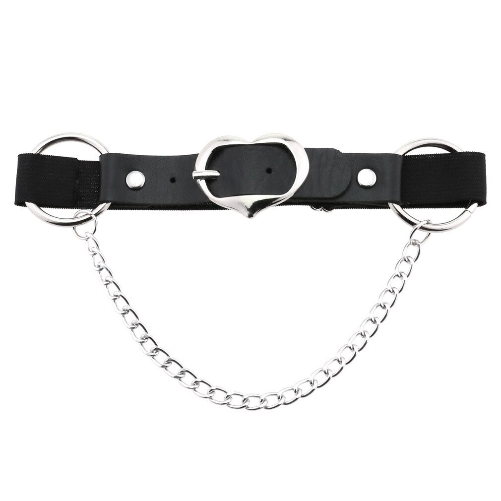 Punk Heart Leg Strap Belt / Women's Thigh Harness with Chain / Female Anklets for Leg - HARD'N'HEAVY