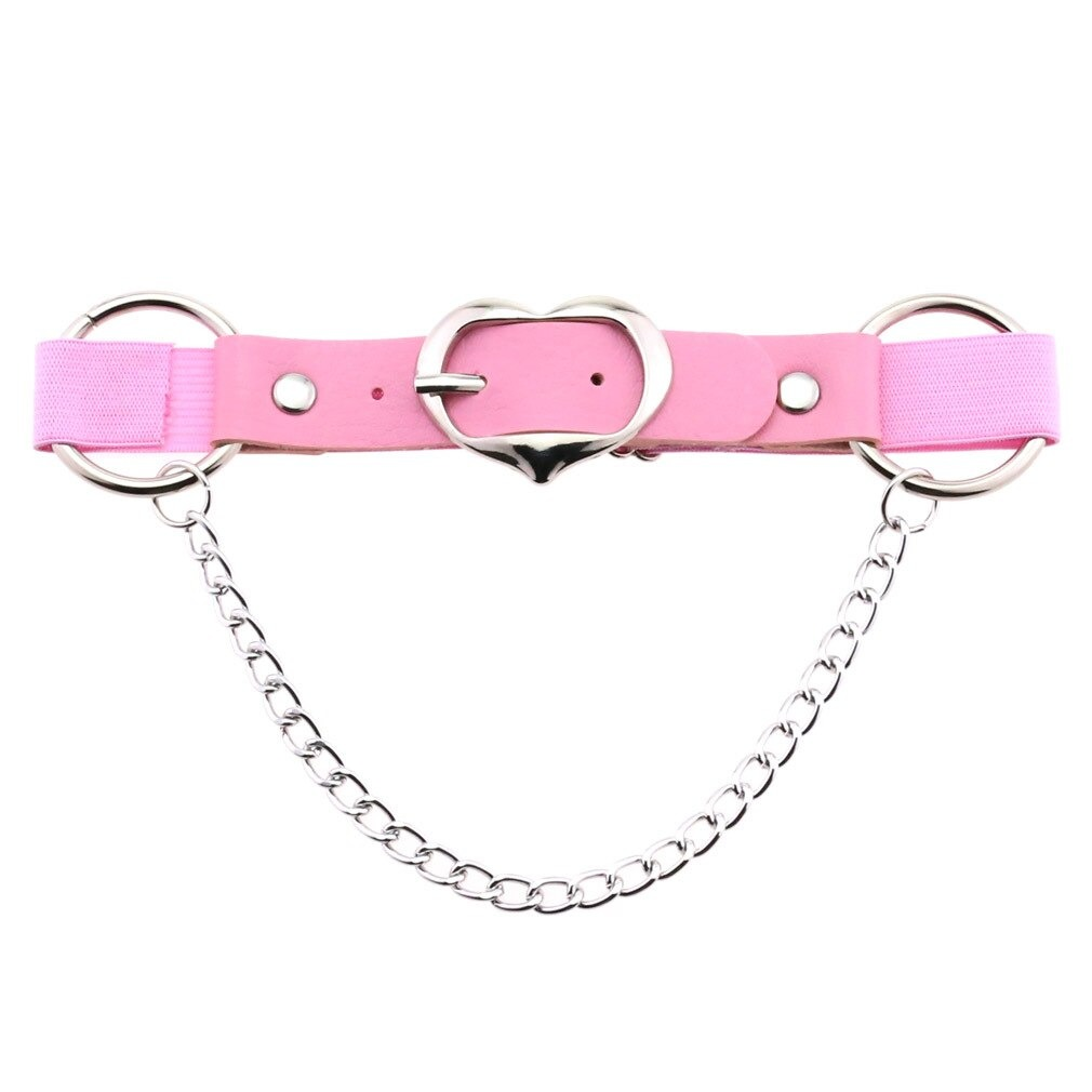 Punk Heart Leg Strap Belt / Women's Thigh Harness with Chain / Female Anklets for Leg - HARD'N'HEAVY
