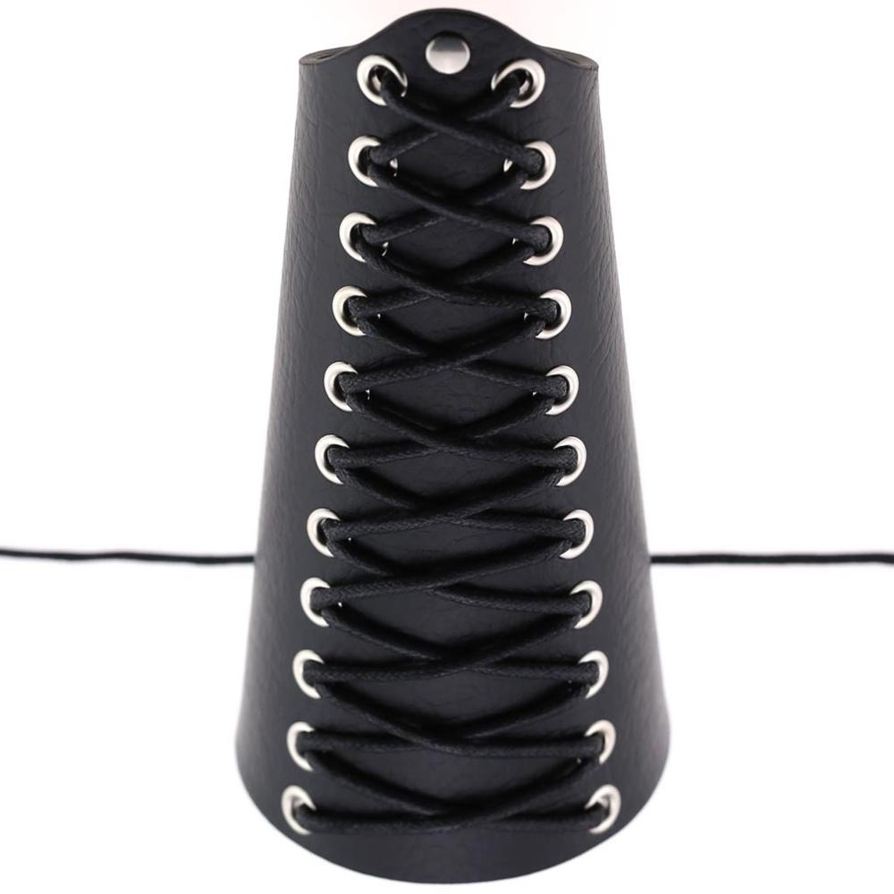 Punk style unisex PU leather bracelet with lace-up detail and silver eyelets, perfect for accessorizing any outfit.