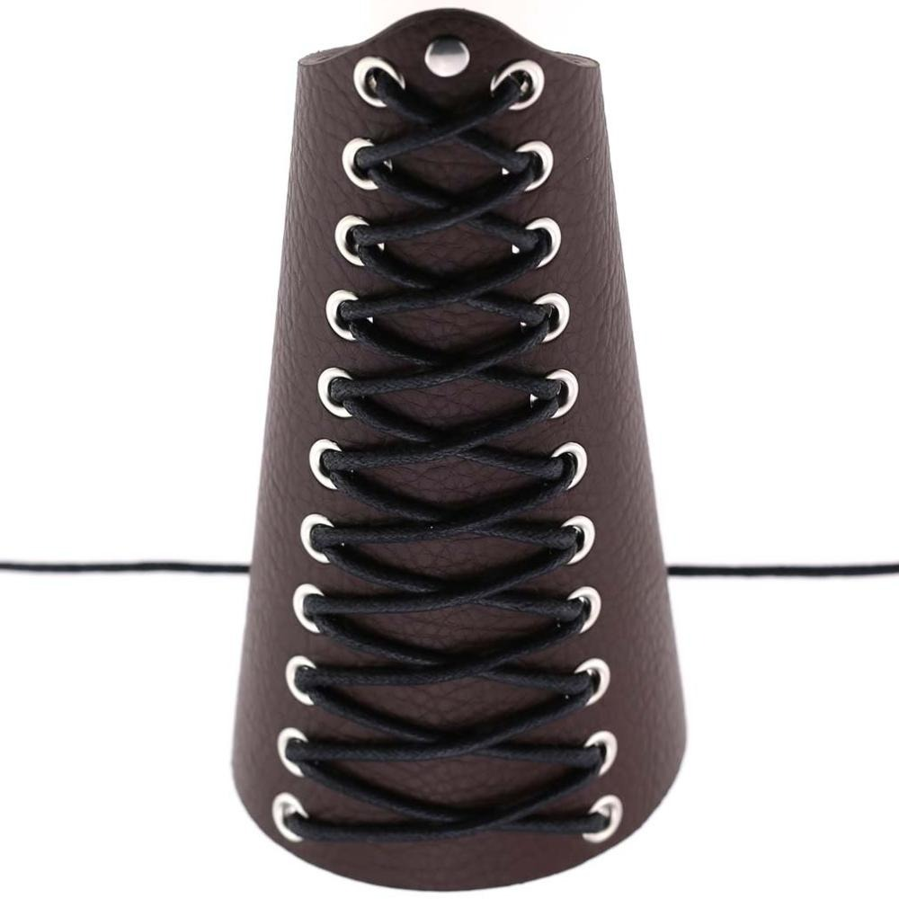Punk lace up brown PU leather bracelet with silver rivets, perfect for unisex fashion and punk outfits.