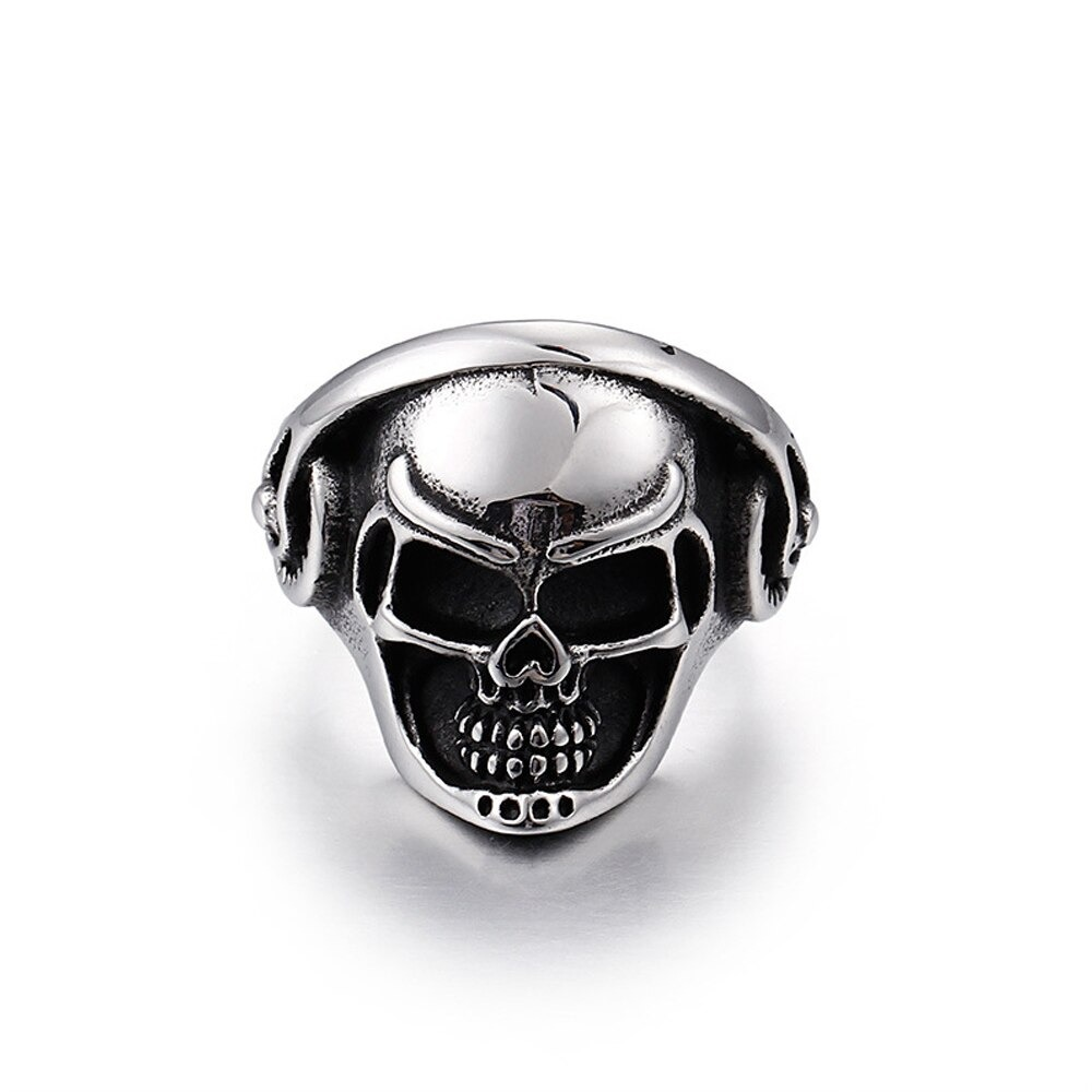 Stylish punk skull ring with headphones, crafted from durable stainless steel, perfect for adding edge to any outfit.