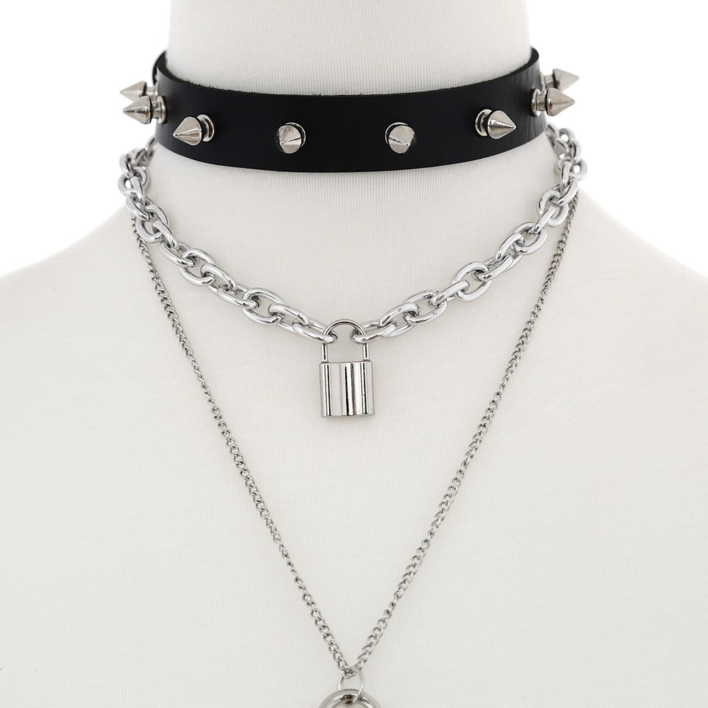 Gold Silver Lock Pendant Padlock Necklace Chain Punk Rock Gothic