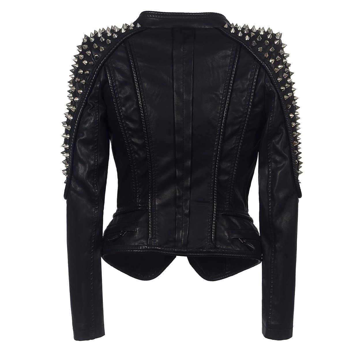Punk Rivet faux leather PU Jacket / Women's Rock fashion Motorcycle Jacket - HARD'N'HEAVY
