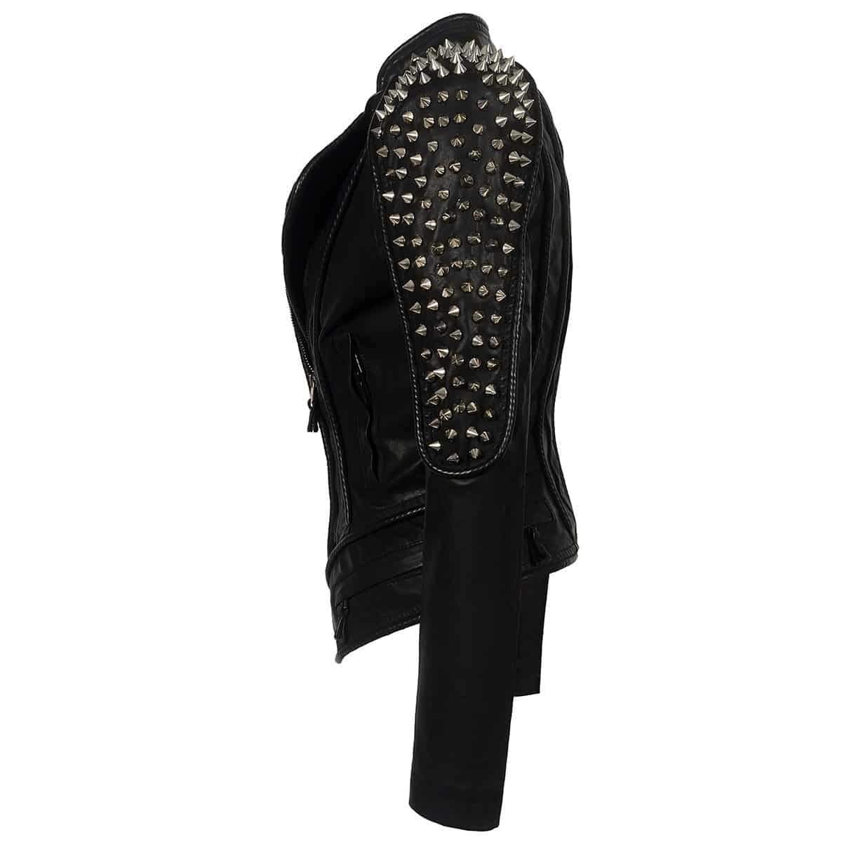 Punk Rivet faux leather PU Jacket / Women's Rock fashion Motorcycle Jacket - HARD'N'HEAVY