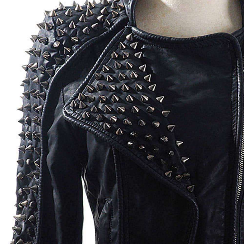 Punk Rivet faux leather PU Jacket / Women's Rock fashion Motorcycle Jacket - HARD'N'HEAVY