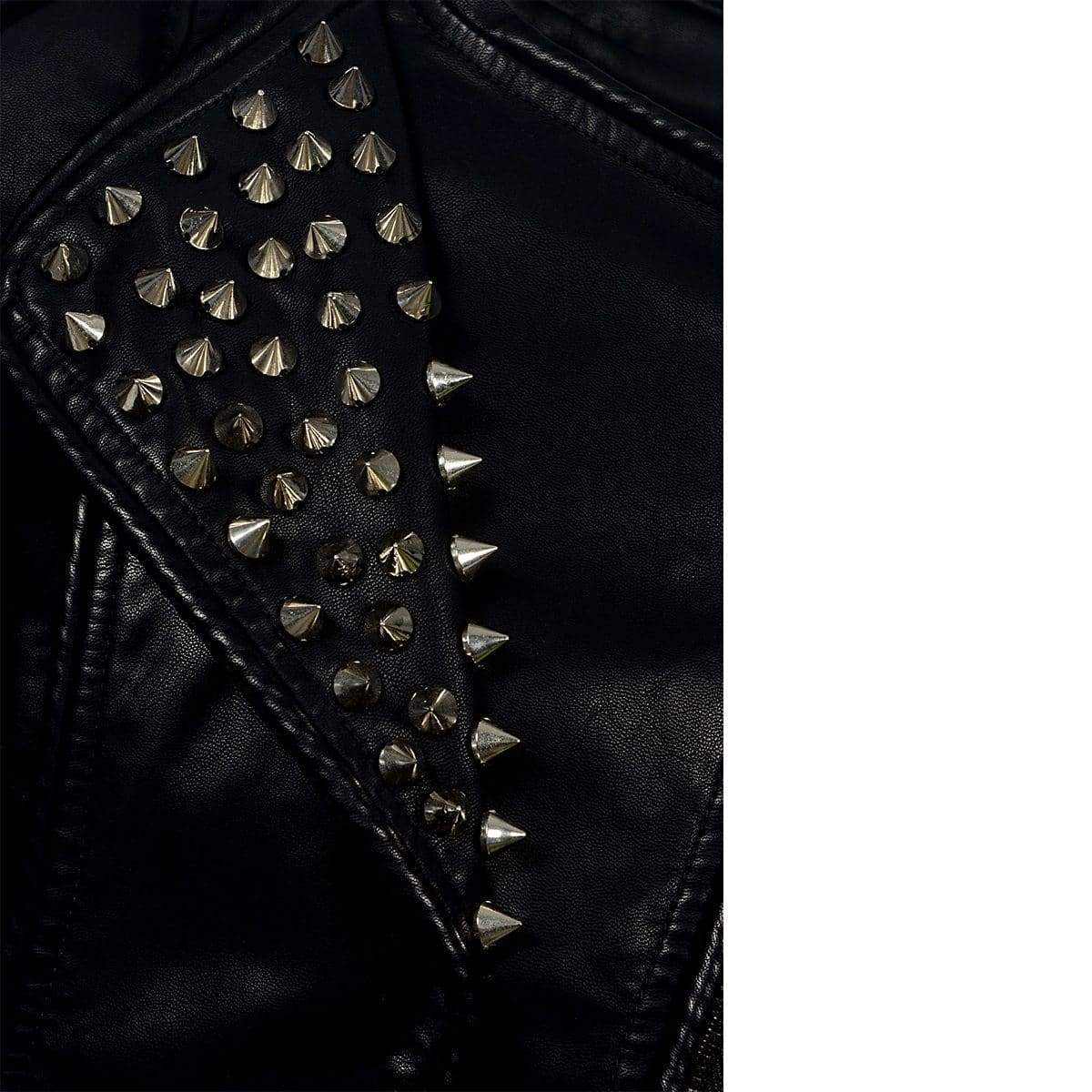 Punk Rivet faux leather PU Jacket / Women's Rock fashion Motorcycle Jacket - HARD'N'HEAVY