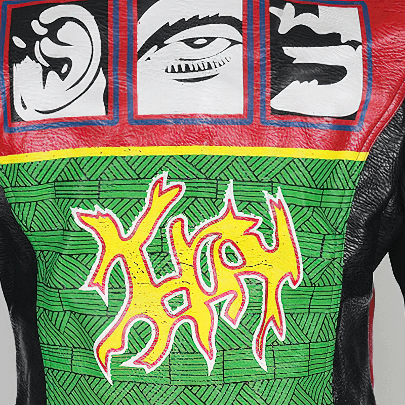 Punk Rivets Leather Jacket for Women / Fashion Graffiti Print Short Moto Jackets