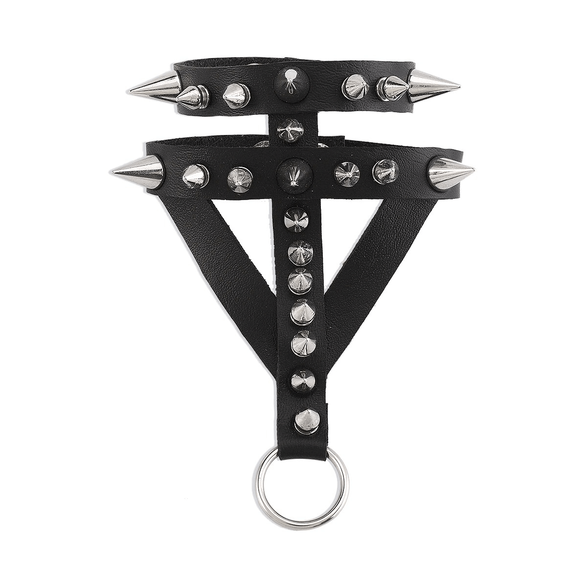Punk rock style metal studded leather bracelet with spikes for women, bold accessory for edgy outfits.