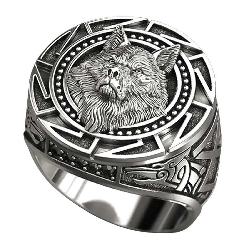 Punk Rock Style Wolf Head Men's Ring / Retro Celtic Totem Copper Ring / Casual Jewelry Accessories - HARD'N'HEAVY