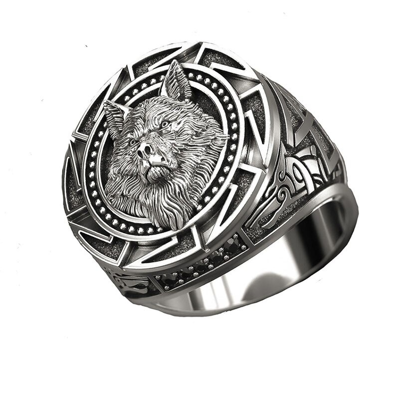 Punk Rock Style Wolf Head Men's Ring / Retro Celtic Totem Copper Ring / Casual Jewelry Accessories - HARD'N'HEAVY