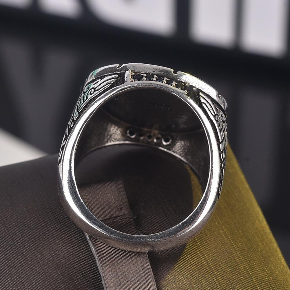 Men's punk rock wolf head ring showcasing intricate Celtic designs, perfect for casual jewelry enthusiasts.