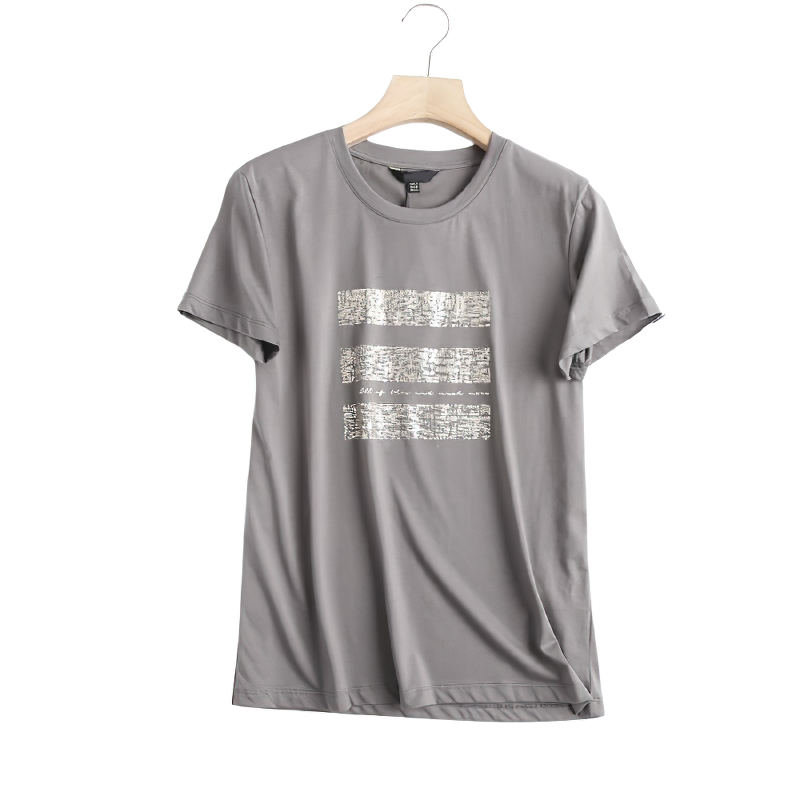 Punk Rock Style Women's Cotton T-Shirt / O Neck T-Shirt witn Grey Print - HARD'N'HEAVY