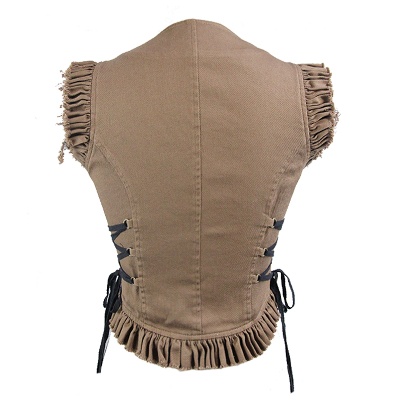 Punk Rock Style Women's Sleeveless Low Neck & Buckles Short Waistcoat / Casual Steampunk Clothing - HARD'N'HEAVY