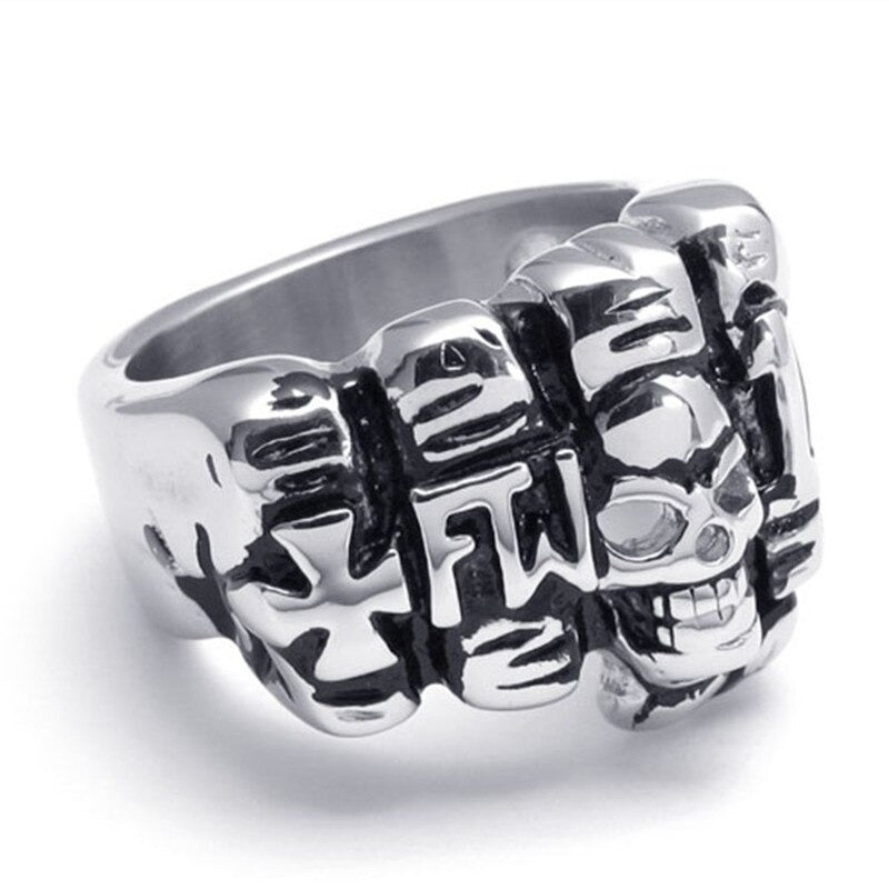 Punk Rock Zinc Alloy Biker Skull Fist Ring / Vintage Gothic Jewelry / Alternative Fashion - HARD'N'HEAVY