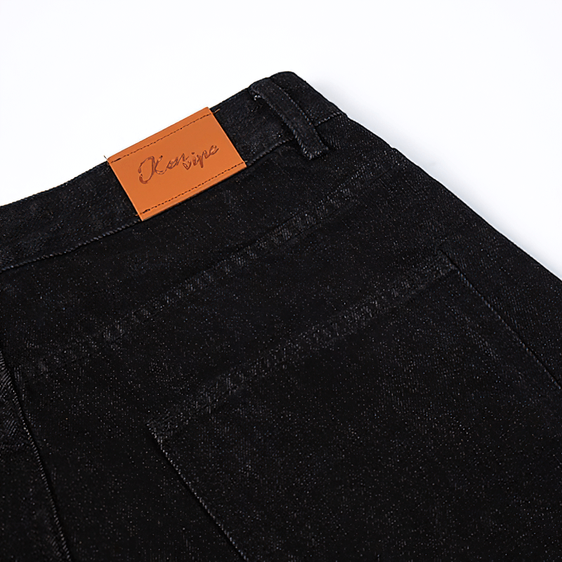 Punk Skeleton Print Black Men's Jeans / Fashion Loose Denim Trousers with Pockets