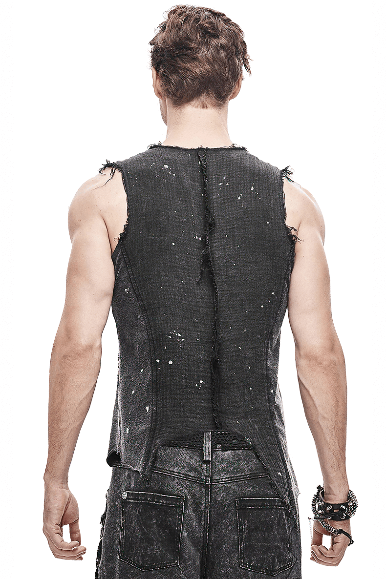 Punk Sleeveless Tank Top with Adjustable Buckles / Men's Irregular Hemline Top - HARD'N'HEAVY