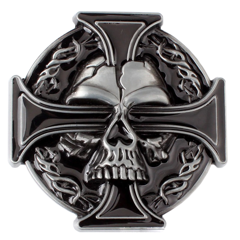 Punk style unisex metal buckle featuring a ghost skull and cross design, perfect for adding edge to any outfit.
