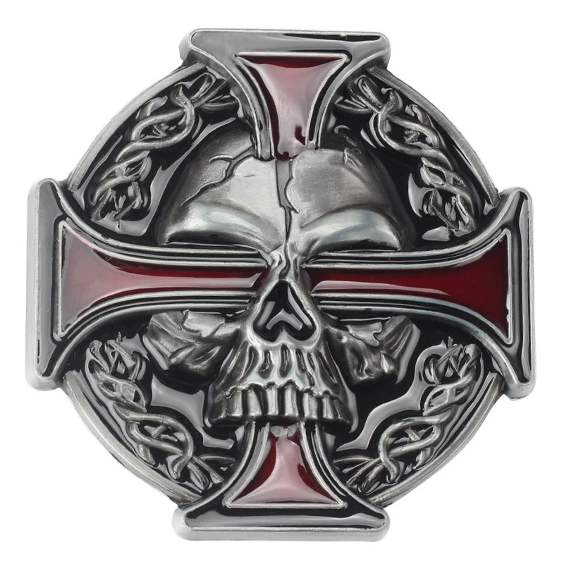 Punk Style Buckle With Ghost Skull And Cross / Brutal Unisex Metal Buckle - HARD'N'HEAVY
