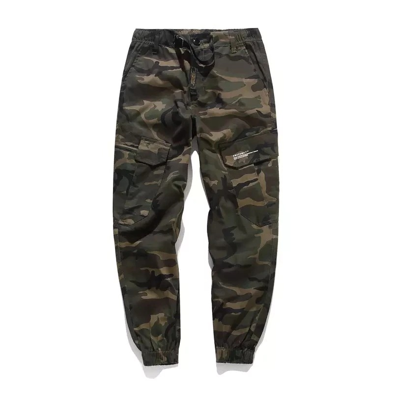 Punk Style Cargo Pants with Pockets / Men's Cotton Pants in Camouflage and Black Colour - HARD'N'HEAVY