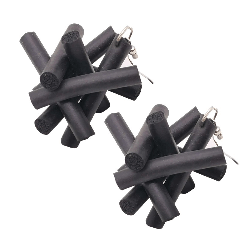 Handmade punk style rubber drop earrings with a vintage design, perfect accessory for edgy outfits.