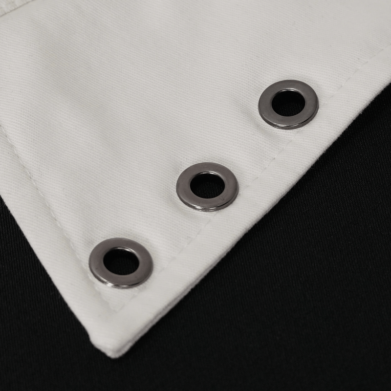 Punk Style Men's White Long Sleeve Shirt / Stylish Shirts with Nylon Straps & Buckles on Both Sides - HARD'N'HEAVY