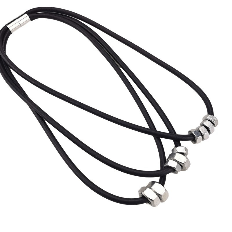 Punk Style Rubber Black Necklaces with Screws / Original Female Accessories