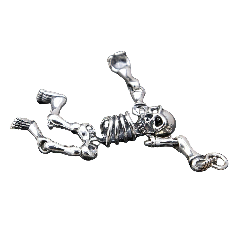 Punk Style Silver Skeleton Pendant / Unisex Sterling Silver Jewerly / Vintage Silver Skull Pendant - HARD'N'HEAVY