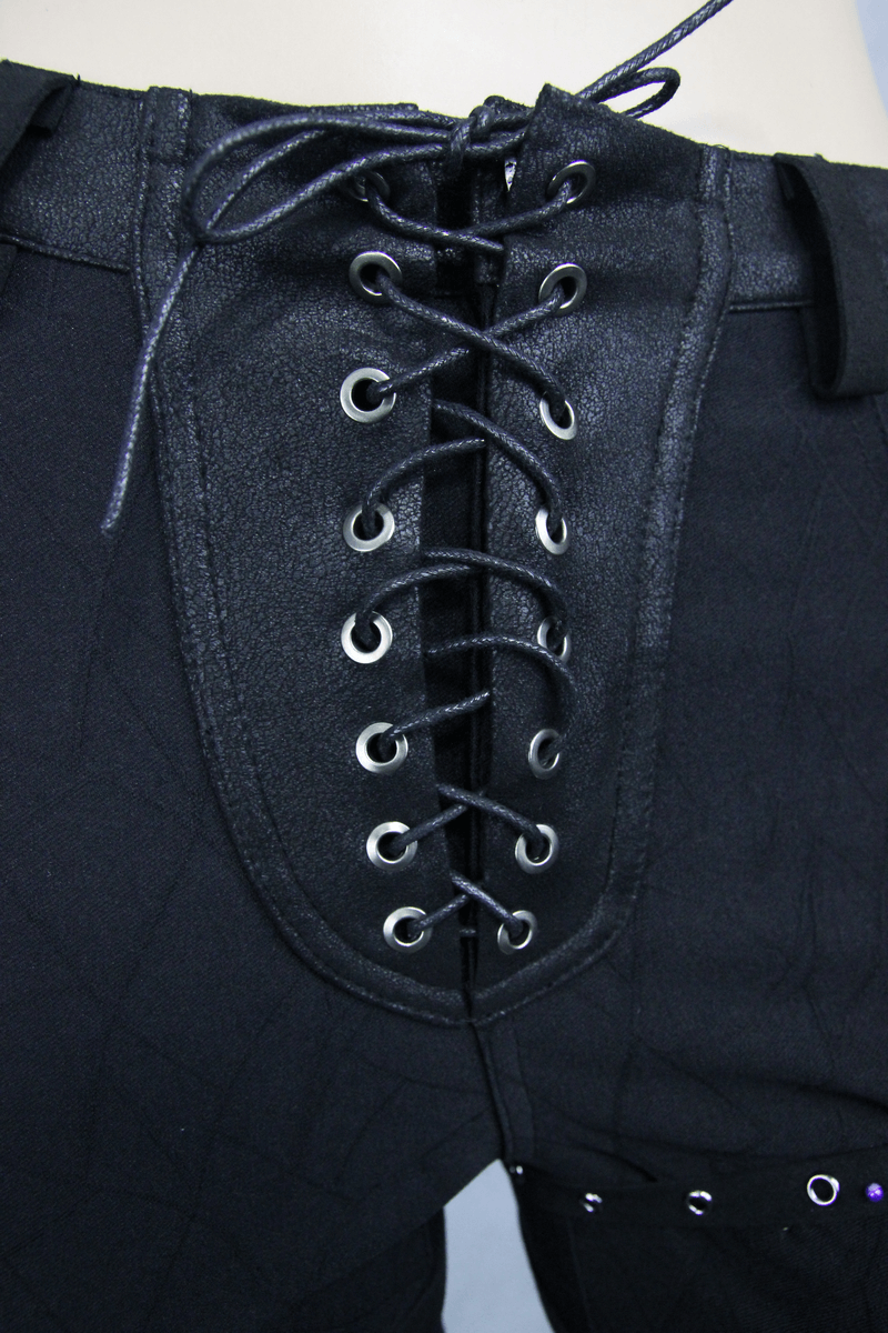 Punk Style Women's Bandage Black Trousers / Steampunk Sexy Slim-Fitting Buckle Pants