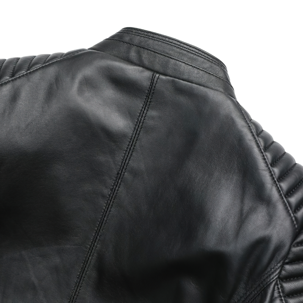 Punk style Women's Genuine Leather Jacket / Female Black Jackets with Zippers - HARD'N'HEAVY