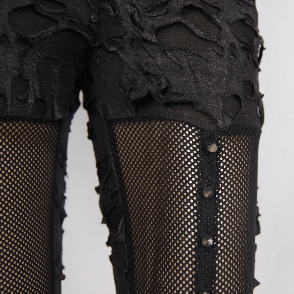 Punk Tattered Leggings / Women's Fashion Long Trousers / Gothic Spliced Pencil Trousers For Women - HARD'N'HEAVY