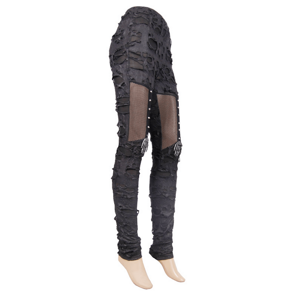 Punk Tattered Leggings / Women's Fashion Long Trousers / Gothic Spliced Pencil Trousers For Women - HARD'N'HEAVY