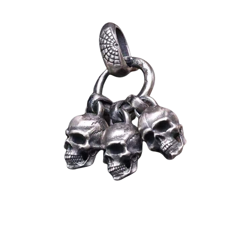 Pure Silver Pendant Of Black Skull For Men / Rock Style Accessories / Alternative Fashion - HARD'N'HEAVY