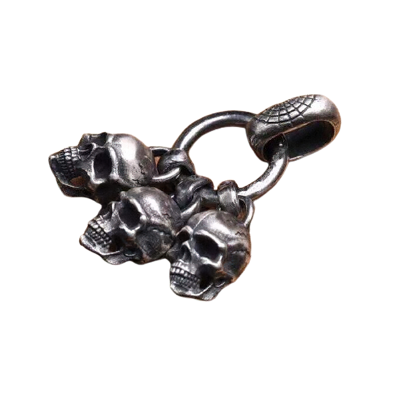 Pure Silver Pendant Of Black Skull For Men / Rock Style Accessories / Alternative Fashion - HARD'N'HEAVY