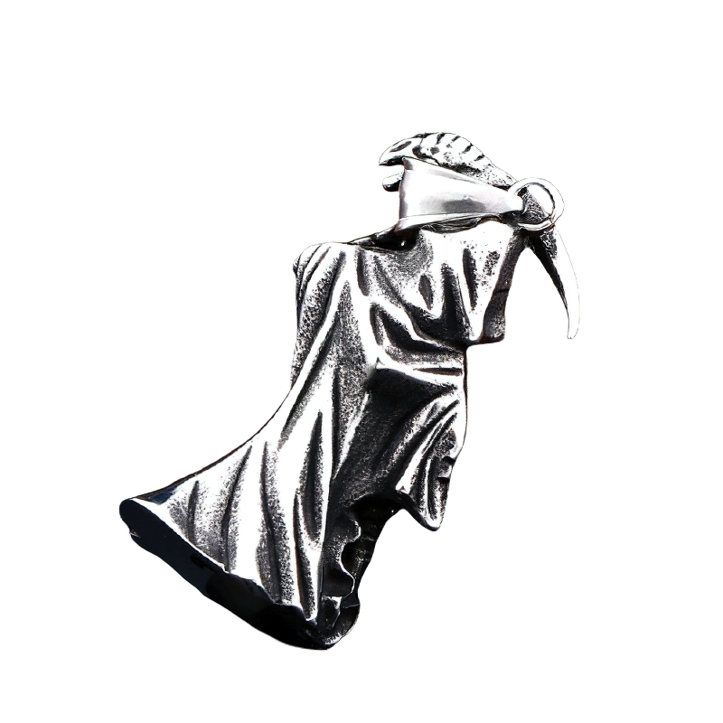 Gothic style silver pendant featuring a soldier devil skull design, perfect for completing edgy fashion looks.