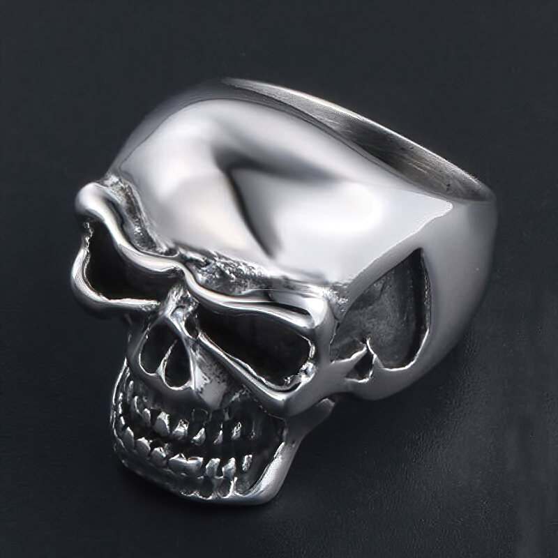 Stainless Steel Unisex Ring / Angry Skull Gothic Jewellery - HARD'N'HEAVY