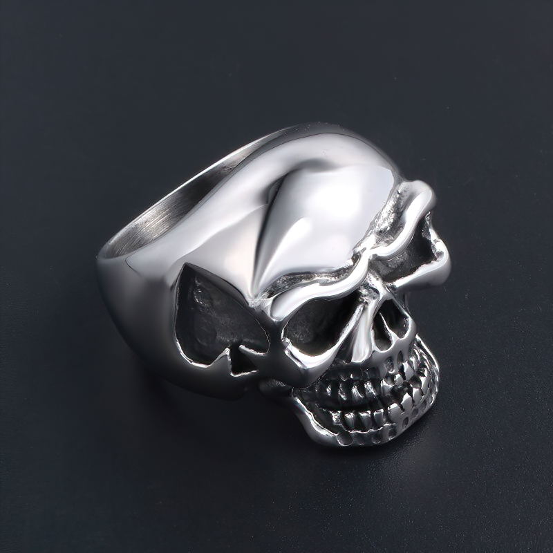 Stainless Steel Unisex Ring / Angry Skull Gothic Jewellery - HARD'N'HEAVY