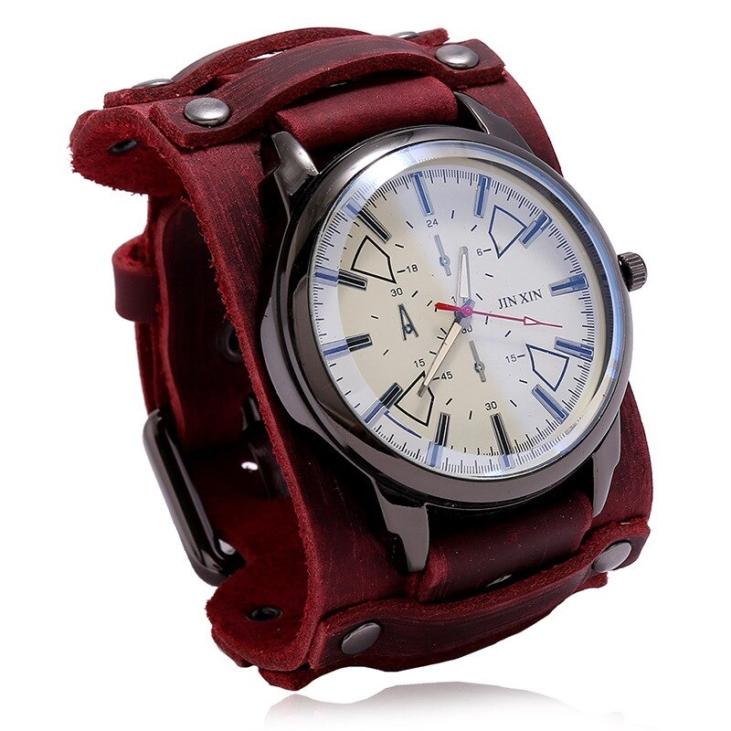 Quartz Men's Watches with Genuine Leather Strap / Fashion Male Clocks in 5 Colors - HARD'N'HEAVY