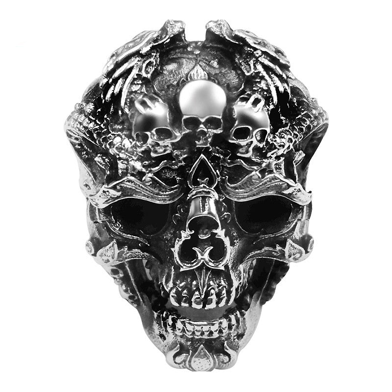 Real 925 Sterling Silver Skull Ring featuring intricate details, perfect for bikers and unisex style, adjustable sizes US 7-13.